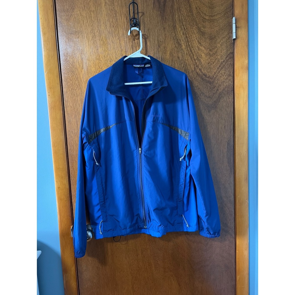 Patagonia Mens Blue Full Zip Windbreaker Jacket Size Large Lightweight Hiking